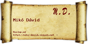 Mikó Dávid névjegykártya